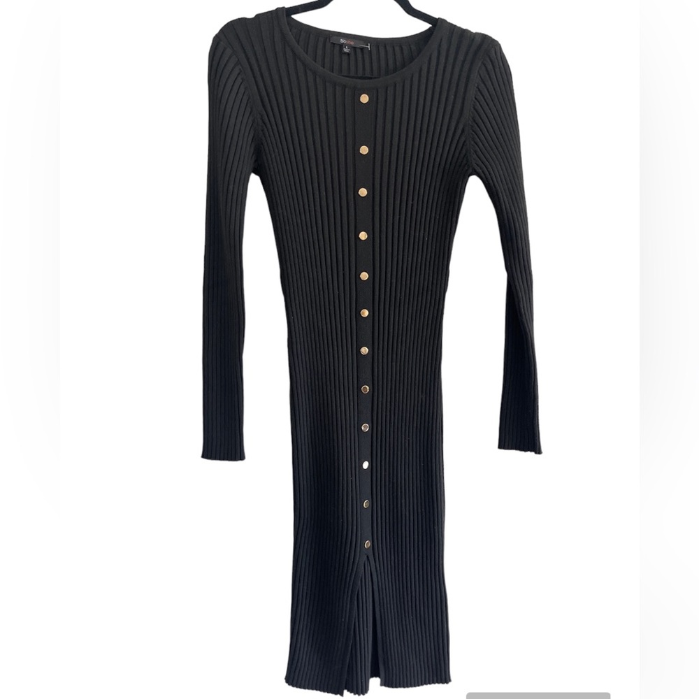 Blashe Womens Dress Size Large Black Ribbed Midi